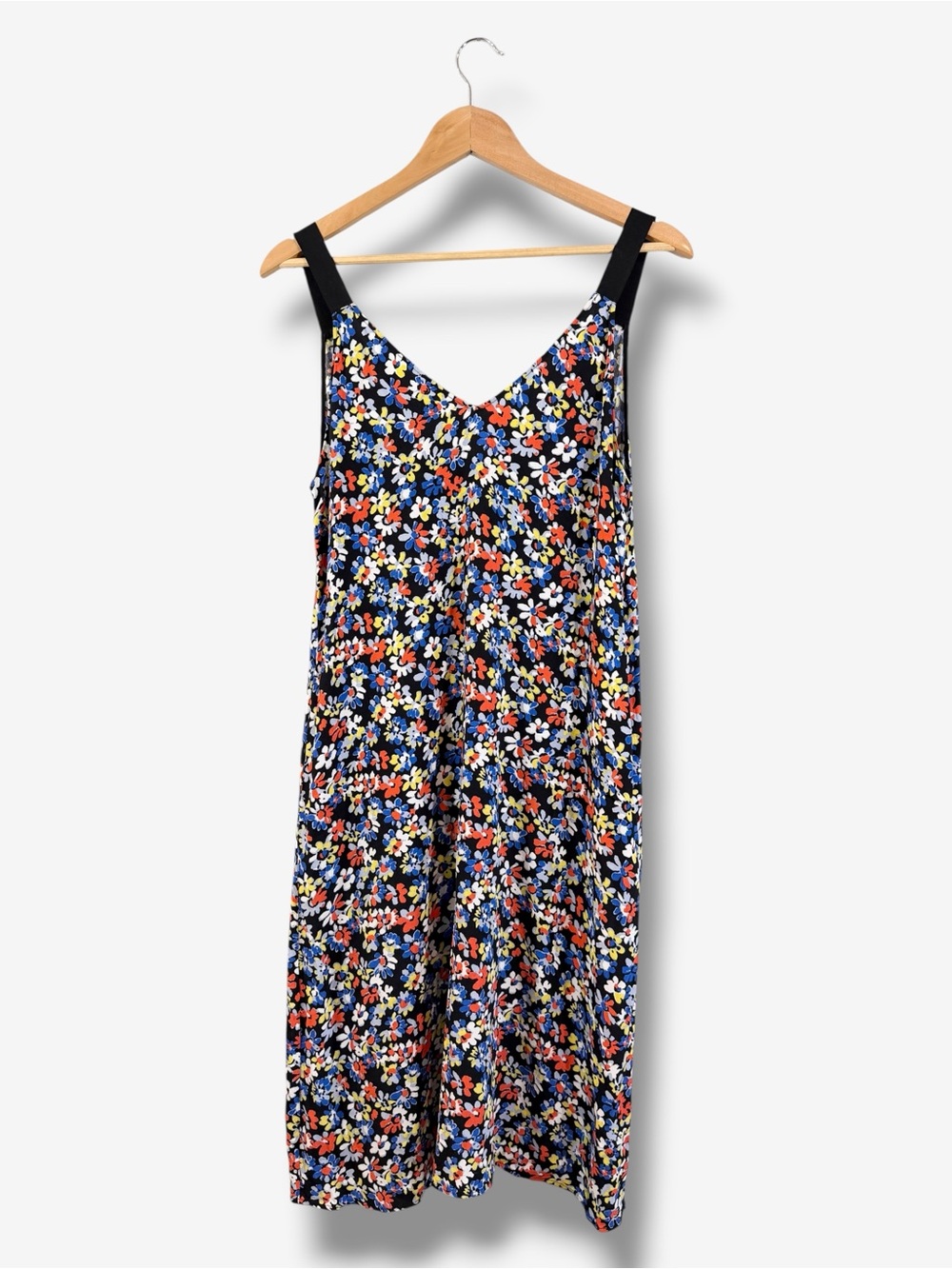 rag & bone Estelle Midi Slip Dress Size S Black Red Floral Print Pockets Casual